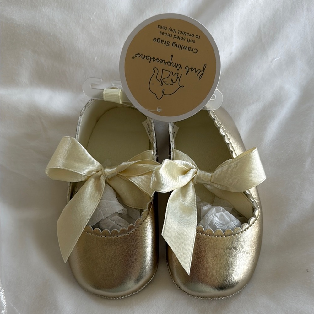 First Impressions Gold Dress Shoes with Bow
